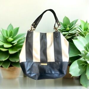Christian Sariano Black & White Bold Vertical Stripe Handbag Carolyn Bessett
